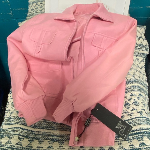 It’s fabulous- Pink faux leather bomber jacket, (size M)vintage - Picture 3 of 5